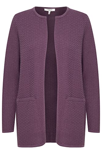 b.young BYMANJA Cardigan Damen Lange Strickjacke Feinstrick Strukturmuster Cardigan Longstrickjacke mit Rundhalsausschnitt, Größe:L, Farbe:Grape Jam (183415) von b.young