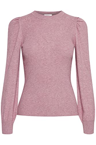 b.young BYMILO LS Jumper Damen Strickpullover Feinstrick Pullover Rundhalsausschnit Puffärmel, Größe:L, Farbe:Orchid Haze Melange (1621071) von b.young