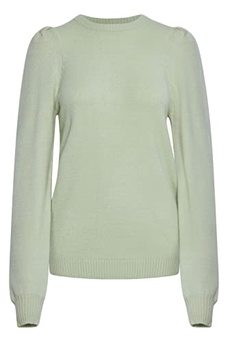 b.young BYMILO Puff Jumper Damen Strickpullover Feinstrick Pullover mit Rundhalsausschnitt und Puffärmeln, Größe:2XL, Farbe:Frosty Green Melange (1557061) von b.young