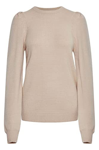 b.young BYMILO Puff Jumper Damen Strickpullover Feinstrick Pullover mit Rundhalsausschnitt und Puffärmeln, Größe:L, Farbe:Cement Melange (1407081) von b.young