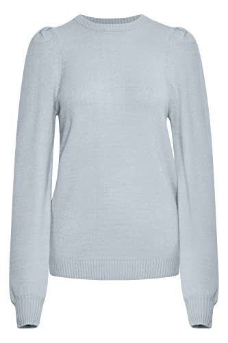 b.young BYMILO Puff Jumper Damen Strickpullover Feinstrick Pullover mit Rundhalsausschnitt und Puffärmeln, Größe:M, Farbe:Kentucky Blue Melange (1539151) von b.young