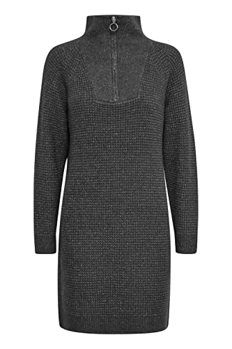 b.young BYMISHA Dress Damen Strickkleid Feinstrickkleid Kleid Perlstrickkleid mit Troyer-Kragen und Reißverschluss Regular Fit, Größe:M, Farbe:Java Melange (1910161) von b.young