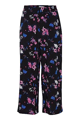 b.young BYMMJOELLA Crop Pants 2 Damen Hose Stoffhose Culotte aus Leichter fließender Viskose Loose-Fit mit elastischem Bund, Größe:44, Farbe:Black Mix (200453) von b.young