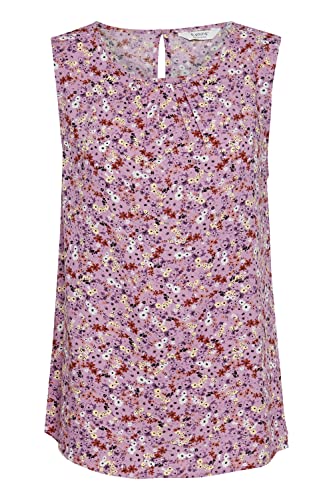 b.young BYMMJOELLA SL Damen Top Kurzarm Shirt Blusentop ärmellos Rundhalsausschnitt mit Knopf Allover-Print Regular Fit, Größe:34, Farbe:Ash Rose Mix (201129) von b.young