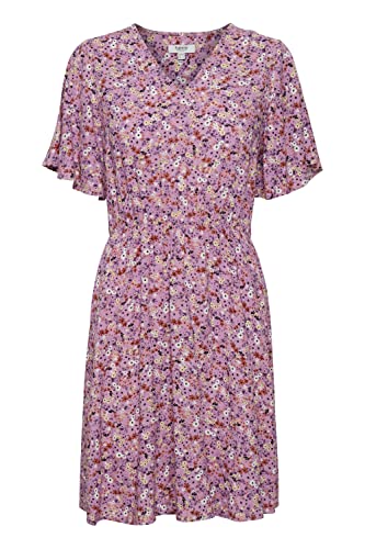 b.young BYMMJOELLA Dress 2 Damen Freizeitkleid Kleid mit V-Ausschnitt Kurzarm in Mini-Länge mit Allover-Print, Größe:38, Farbe:Ash Rose Mix (201129) von b.young