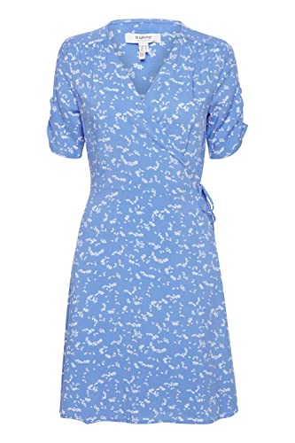 b.young BYMMJOELLA WRAP Dress 2 Damen Freizeitkleid Kleid mit V-Ausschnitt in Wickeloptik Kurzarm mit Allover-Print, Größe:38, Farbe:Ultramarine Mix (201168) von b.young