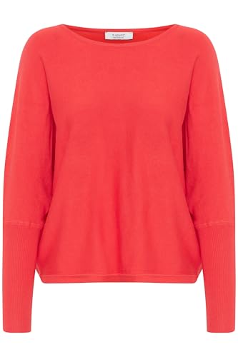 b.young BYMMMORLA Damen Strickpullover Feinstrick Pullover Shirt mit U-Boot-Ausschnitt Loose fit, Größe:L, Farbe:Poinsettia (171654) von b.young