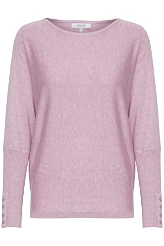 b.young BYMMPIMBA BAT Sleeve Damen Strickpullover Feinstrick Pullover mit U-Boot-Ausschnitt Loose-Fit, Größe:L, Farbe:Mauve Mist Melange (1532071) von b.young