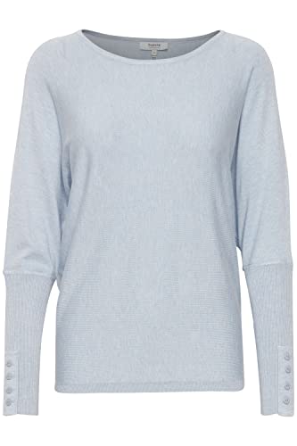 b.young BYMMPIMBA BAT Sleeve Damen Strickpullover Feinstrick Pullover mit U-Boot-Ausschnitt Loose-Fit, Größe:M, Farbe:Kentucky Blue Melange (1539151) von b.young