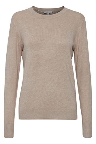 b.young BYMMPIMBA Jumper Damen Strickpullover Feinstrick Pullover mit Rundhalsausschnitt, Größe:2XL, Farbe:Cement Melange (1407081) von b.young