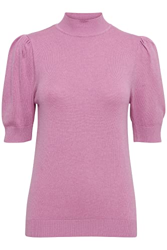 b.young BYMMPIMBA Puff Sleeve Puff Sleeve - Strickpullover Damen Strickpullover Feinstrick Kurzarm Pullover mit Turtleneck, Größe:S, Farbe:Crocus Melange (1631151) von b.young