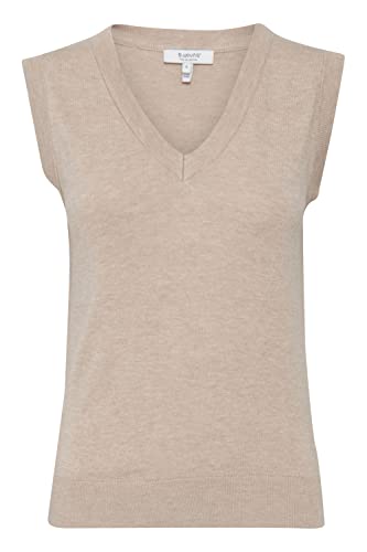 b.young BYMMPIMBA Slipover Slipover - Pullunder Damen Feinstrick Strickpullover Pullover mit V-Ausschnitt, Größe:XL, Farbe:Cement Melange (1407081) von b.young