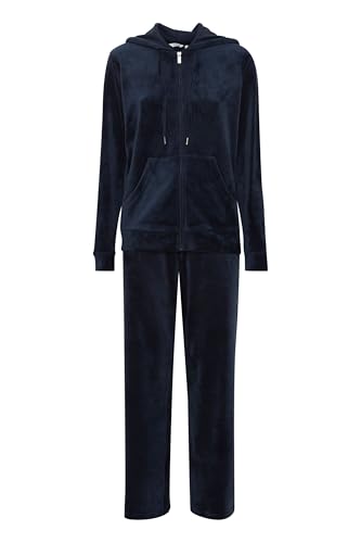 b.young BYMita Damen Jogginganzug 2er Set Freizeitanzug Trainingsanzug mit Kapuze Reißverschluss Kängurutasche Tunnelzug Regular fit, Größe:XXL, Farbe:Copenhagen Night (194020) von b.young