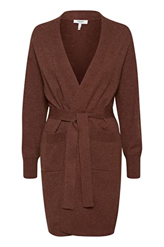 b.young BYNONINA Belt Cardigan Damen Lange Strickjacke Feinstrick Cardigan Longstrickjacke mit Gürtel, Größe:M, Farbe:Brunette Melange (1912351) von b.young