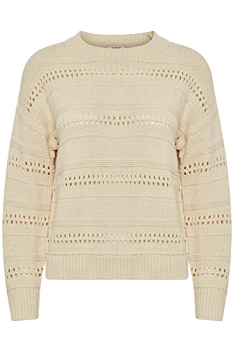 b.young BYOTINKA Pointelle Jumper Damen Strickpullover Lochstrick Grobstrick Pullover mit Rundhalsausschnitt, Größe:XL, Farbe:Birch (130905) von b.young