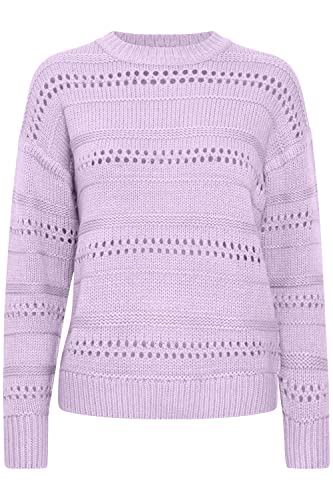 b.young BYOTINKA Pointelle Jumper Damen Strickpullover Lochstrick Grobstrick Pullover mit Rundhalsausschnitt, Größe:XL, Farbe:Purple Rose (153716) von b.young