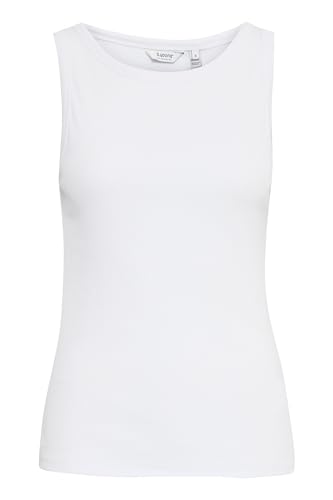 b.young BYPALVA Damen Top Tanktop Rundhals 95% Baumwolle, 5% Elasthan Slim fit, Größe:L, Farbe:Optical White (110601) von b.young