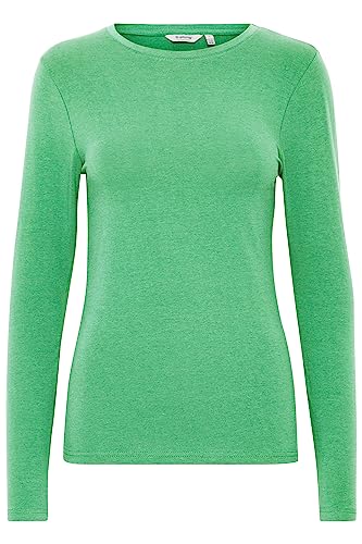 b.young BYPAMILA Damen Longsleeve Langarmshirt Basic Shirt mit Rundhalsausschnitt mit Stretch Regular Fit, Größe:2XL, Farbe:Ming Green (165930) von b.young