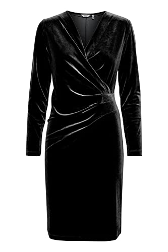 b.young BYPERLINA Dress 4 Damen Shirtkleid Kleid Jerseykleid mit Geraffter Zierschnürung V-Ausschnitt Regular Fit, Größe:L, Farbe:Black Mix (200453) von b.young