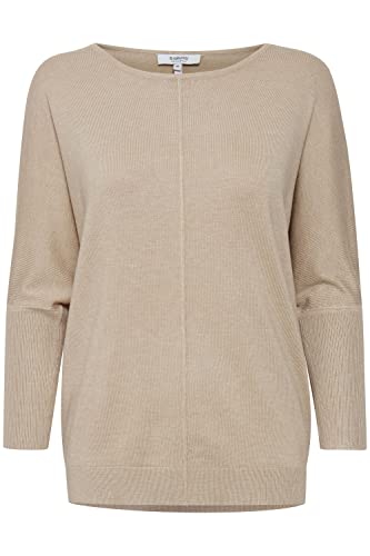 b.young BYPIMBA BAT Jumper Damen Strickpullover Feinstrick Pullover mit U-Boot-Ausschnitt und Fledermausärmel, Größe:M, Farbe:Cement Melange (1407081) von b.young