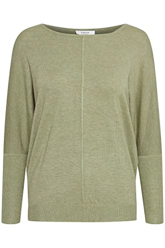 b.young BYPIMBA BAT Jumper BAT Jumper - Damen Strickpullover Feinstrick Pullover mit U-Boot-Ausschnitt, Größe:XL, Farbe:Sage Melange (1604211) von b.young