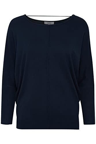 b.young BYPIMBA BAT Jumper Damen Strickpullover Feinstrick Pullover mit U-Boot-Ausschnitt und Fledermausärmel, Größe:2XL, Farbe:Copenhagen Night (80466) von b.young