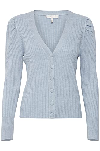 b.young BYPIMBA Rib Cardigan Rib Cardigan - Damen Strickjacke Feinstrick Cardigan Strickcardigan, Größe:M, Farbe:Kentucky Blue Melange (1539151) von b.young