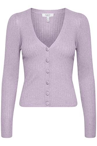 b.young BYPIMBA Rib Cardigan Rib Cardigan - Damen Strickjacke Feinstrick Cardigan Strickcardigan, Größe:XL, Farbe:Pastel Lilac Melange (1438121) von b.young