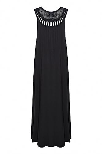 b.young BYPIPA Dress Damen Jerseykleid Shirtkleid Kleid mit Stickmuster am Halsausschnitt, Größe:M, Farbe:Black (200451) von b.young