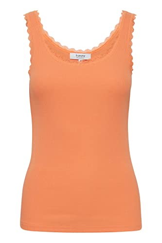 b.young BYPOSEY TOP Jersey Top Damen Basic Top in RIPP-Optik mit Spitze, Größe:L, Farbe:Muskmelon (151242) von b.young