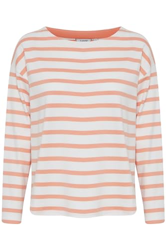 b.young BYRAMSI Pullover Damen Longsleeve Shirt Rundhals 100% Baumwolle Relaxed fit, Größe:S, Farbe:Canyon Sunset Mix (202673) von b.young