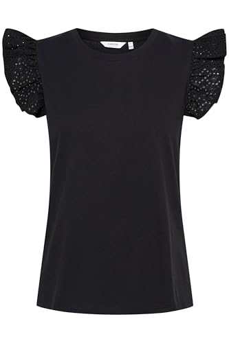 b.young BYRIKA Damen T-Shirt Kurzarm Shirt 100% Baumwolle Rundhals Regular fit, Größe:M, Farbe:Black (200451) von b.young