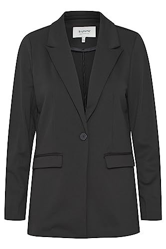 b.young BYRIZETTA Damen Blazer Longblazer Jacke mit Reverskragen und Knopf Regular Fit mit Stretch, Größe:38, Farbe:Black (200451) von b.young