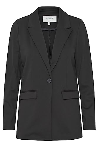 b.young BYRIZETTA Damen Blazer Longblazer Jacke mit Reverskragen und Knopf Regular Fit mit Stretch, Größe:44, Farbe:Black (200451) von b.young