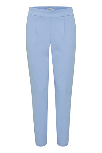 b.young BYRIZETTA Pleat Pants Damen Hose Stoffhose mit Stretch Joggpant elastischer Bund mit Tunnelzug und Bundfalten Regular-Fit, Größe:2XL, Farbe:Blue Bell (144121) von b.young