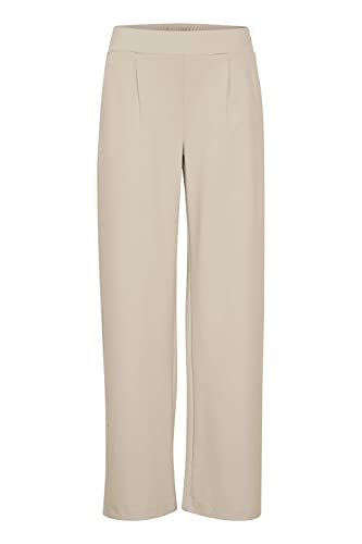 b.young BYRIZETTA Wide Pants 2 Damen Hose Stoffhose mit Stretch Wide Leg weites Bein mit elastischem Bund und Bundfalten, Größe:M, Farbe:Safari (151116) von b.young