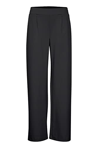 b.young BYRIZETTA Wide Pants 2 Damen Hose Stoffhose mit Stretch Wide Leg weites Bein mit elastischem Bund und Bundfalten, Größe:S, Farbe:Black (200451) von b.young