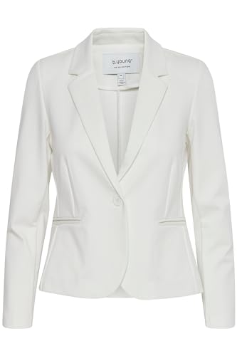 b.young BYRizetta Damen Blazer Jackenblazer Anzugsblazer mit Stretch Reverskragen 1-Knopf-Form Paspeltaschen Slim fit, Größe:40, Farbe:Marshmallow (114300) von b.young