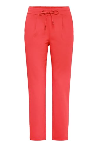 b.young BYRizetta Damen Hose Stoffhose Pants mit Stretch Kordelzug Bundfalten Eingrifftaschen Slim fit, Größe:M, Farbe:Poinsettia (171654) von b.young