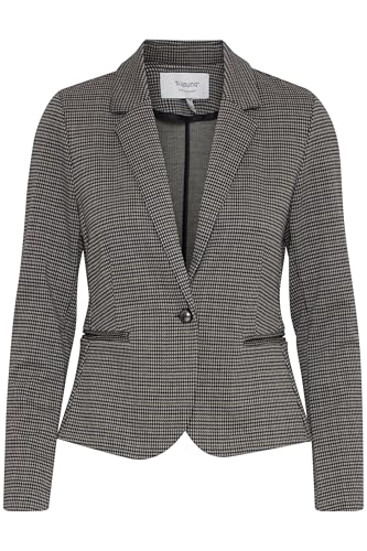 b.young BYRowan Damen Blazer Jackenklazer Anzugsblazer mit 1-Knopf-Form Reverskragen leicht elastisch Ziernähte Regular fit, Größe:40, Farbe:Black Mix (200453) von b.young