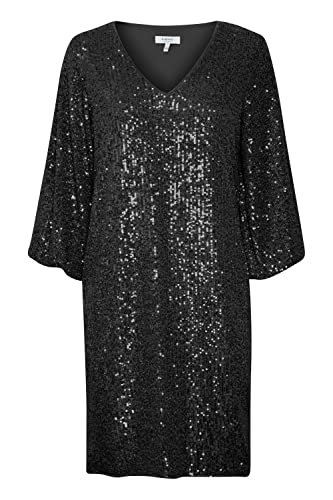 b.young BYSOLIA V Dress Damen Freizeitkleid Kleid mit Pailletten und V-Ausschnitt, Größe:S, Farbe:Black (200451) von b.young