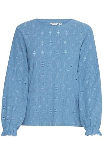 b.young BYSilva Damen Bluse Shirtbluse Shirt Langarm mit Rüsschen Rundhals Regular fit, Größe:XXL, Farbe:Riviera (174027) von b.young