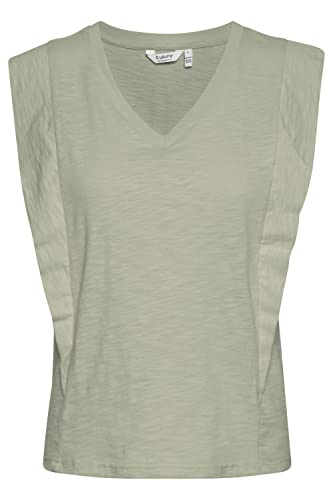 b.young BYTELLA V Neck Tshirt - Jersey Top Damen Shirt mit V-Ausschnitt ärmellos aus 100% Baumwolle, Größe:XXL, Farbe:Seagrass (166008) von b.young