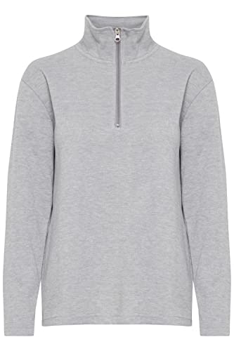 b.young BYTRUNA Sweat 2 Sweat 2 - Troyer Sweatshirt Damen Pullover Sweater Regular Fit, Größe:XL, Farbe:Light Grey Melange (200454) von b.young