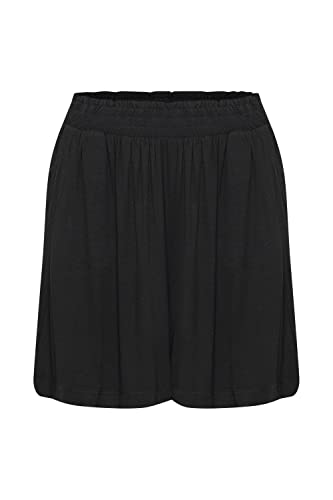 b.young BYUSILIA Wide Shorts Damen Shorts Kurze Hose aus Leichter fließender Viskose Loose-Fit mit elastischem Bund, Größe:M, Farbe:Black (200451) von b.young