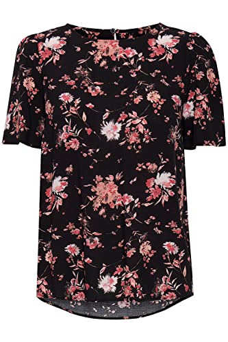 b.young Damen Bluse Joella schwarz/weiß/Koralle/pastellpink 38 von b.young