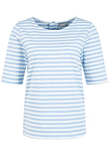 b.young Damen Bluse T-Shirt Kurzarm Shirt mit Print 20805462, Größe:M, Farbe:Cornflower Blue Big Stripe Mel (80048) von b.young