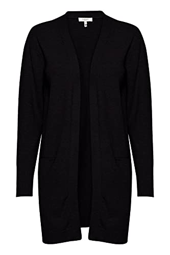 b.young BYNONINA Damen Lange Strickjacke Feinstrick Cardigan Longstrickjacke, Größe:L, Farbe:Black (80001) von b.young
