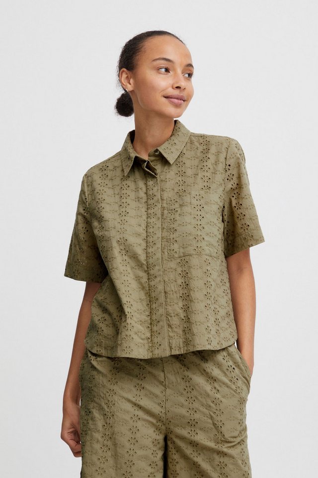 b.young Kurzarmbluse BYFENNI CROPPED BLOUSE - sommerliche Bluse mit Lochmuster von b.young