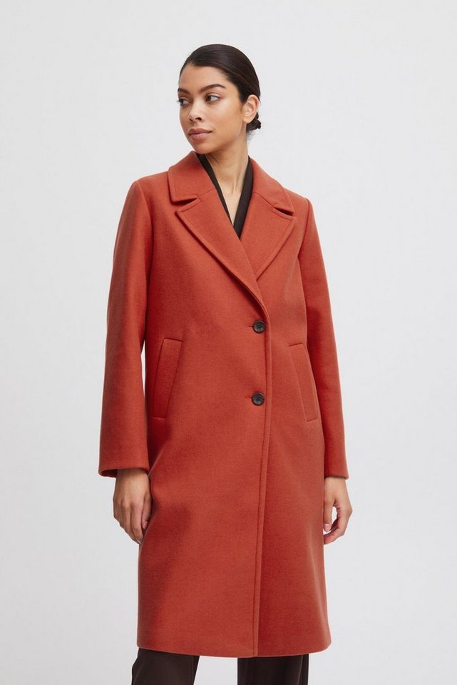 b.young Langmantel Mantel Reverskragen Jacke Lang BYCILIA COAT 3 6261 in Rot von b.young